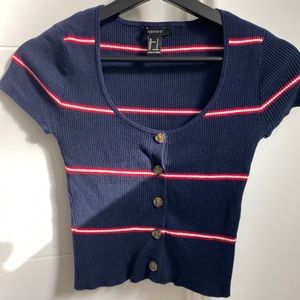 Forever 21 white, red & blue cropped top